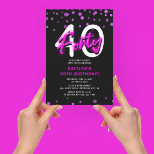 Neon Pink 30. Geburtstag Party Einladung