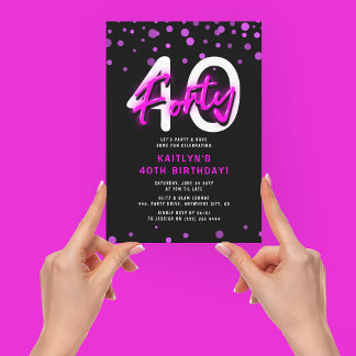 Neon Pink 30. Geburtstag Party Einladung