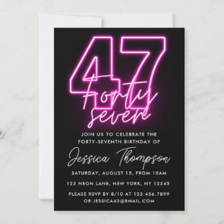 Neon Pink 47. Geburtstag Einladung