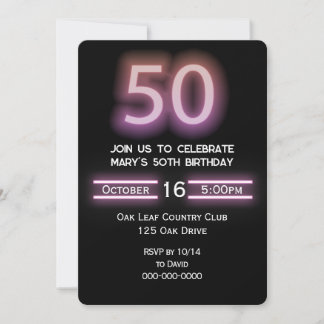 Neon Pink 50. Geburtstagsparty Einladung