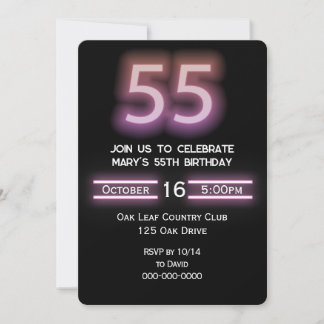Neon Pink 55. Geburtstagsparty Einladung