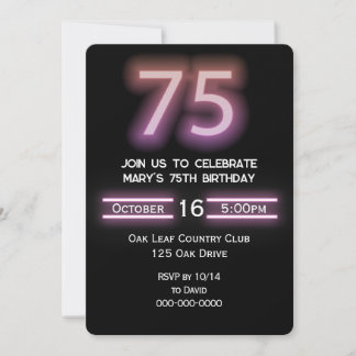 Neon Pink 75. Geburtstagsparty Einladung
