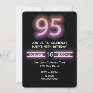 Neon Pink 95. Geburtstagsparty Einladung