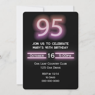 Neon Pink 95. Geburtstagsparty Einladung