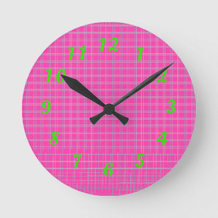 Neon Pink and Green 80s Wall Clock Runde Wanduhr