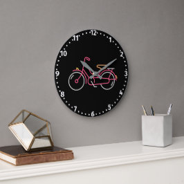 Neon Pink Bicycle Große Wanduhr