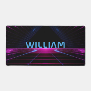 Neon Pink Black 80er Retro Futuristic 3D Gamer Gif Schreibtischunterlage