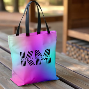 Neon Pink Blau & Lila Ombre Monogramm