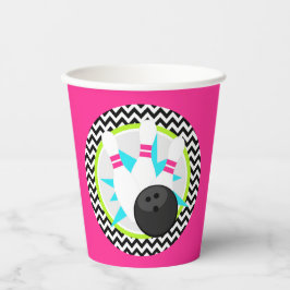 Neon Pink Bowling Paper Cups Pappbecher