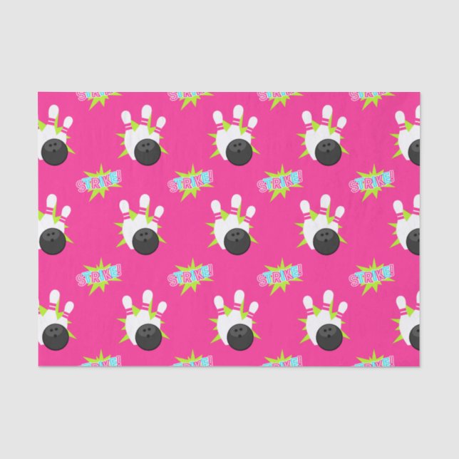 Neon Pink Bowling Party Tissue Paper Seidenpapier (Vorderseite)