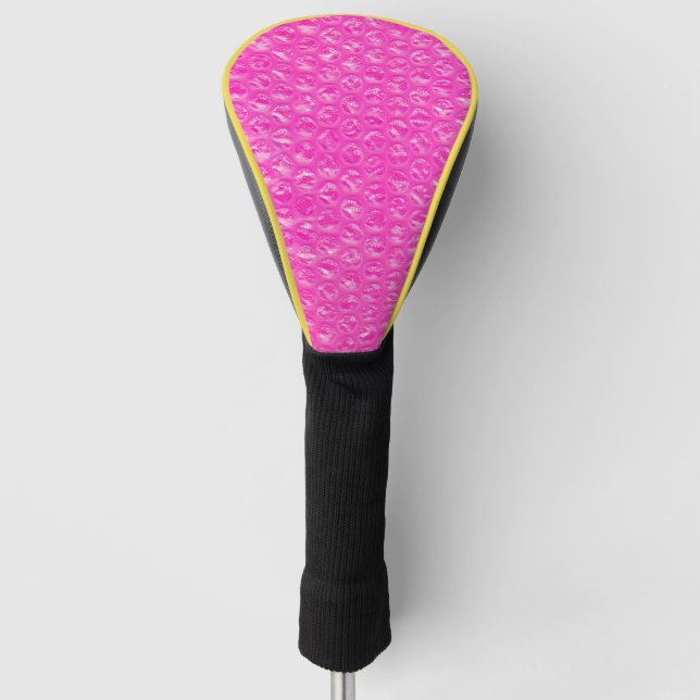 Neon Pink Champagne Pop Bubble Wrap Golf Headcover (Vorderseite)