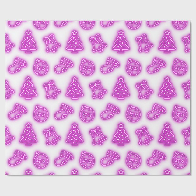 Neon Pink Christmas Geschenkpapier (Flach)