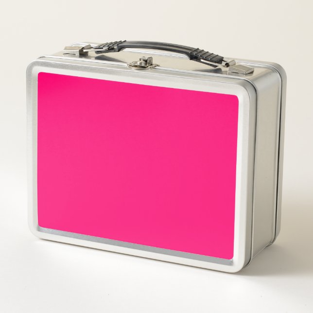 Neon Pink Custom Metal Lunchbox - Bulk & Branding (Vorderseite)