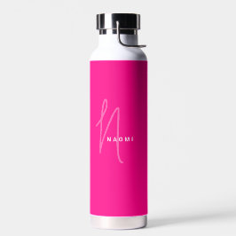 Neon Pink | Custom Monogram Script Name Stylish Trinkflasche