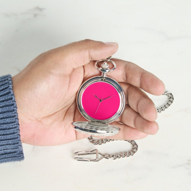 Neon Pink Custom Pocket Watch - Personalisiert Armbanduhr (Hand)