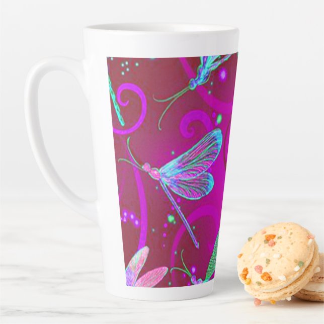 Neon Pink Dragonfliegen Latte Milchtasse (Beispiel)