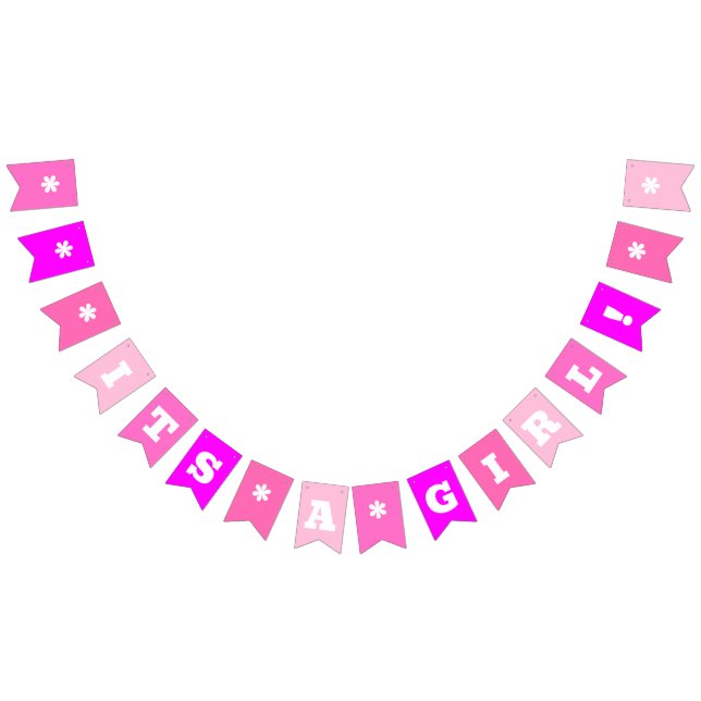 Neon Pink | Es ist ein Mädchen! | Benutzerdefinier Wimpelkette (Alle)