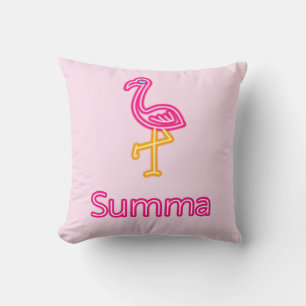Neon Pink Flamingo Summa (Sommer) Kissen