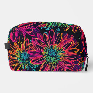 Neon Pink Floral Art Waschbeutel