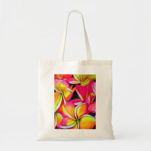 Neon pink Frangipani Plumeria Beach Art Blume Tragetasche