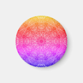 Neon-Pink-Gelb-Blau-Mandala-Kaleidoskop-Muster Magnet