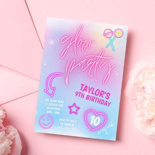 Neon Pink Glow Party Geburtstag Einladung
