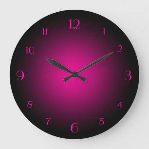 Neon Pink Gradient Over Black Große Wanduhr