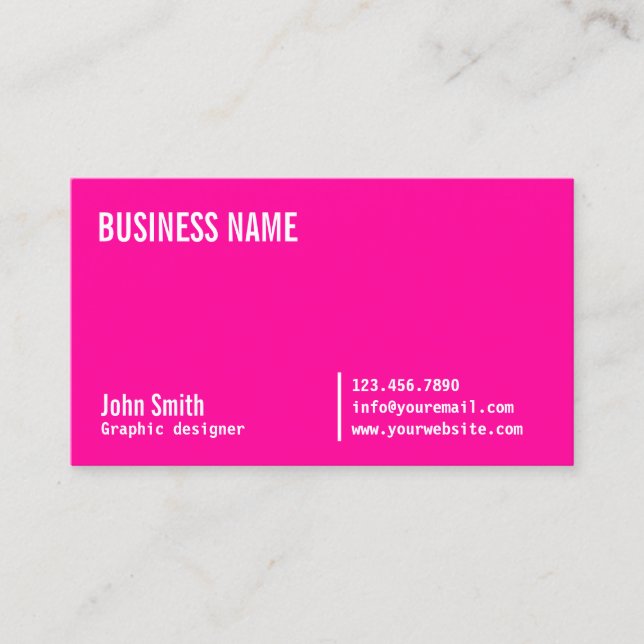 Neon Pink Grafik Design Business Card Visitenkarte (Vorderseite)