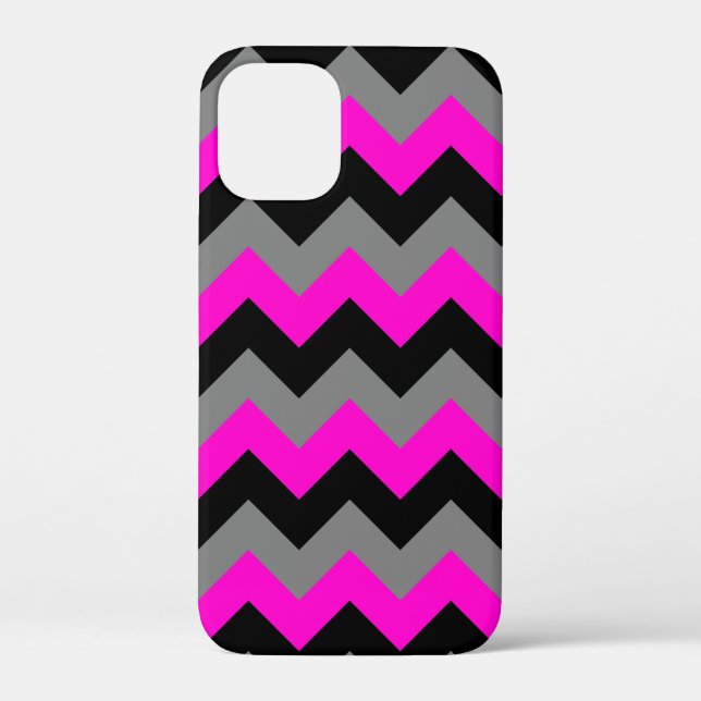 Neon Pink Gray und Black Zigzag Case-Mate iPhone Hülle (Rückseite)