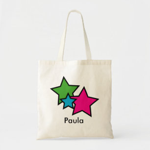 Neon Pink Green Blue Black Stars personalisieren Tragetasche