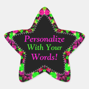 Neon Pink & Green Happy Fun Colors Star Sticker