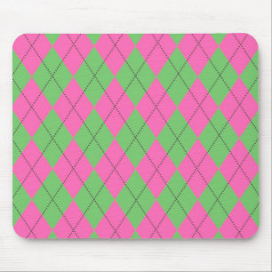 Neon Pink Grüner Diagonales Geometrisches Y2K-Must Mousepad
