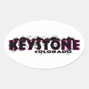 Neon Pink grunge Keystone Colorado Ovaler Aufkleber