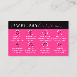 Neon Pink Jewelry Aftercare Instructions Visitenkarte