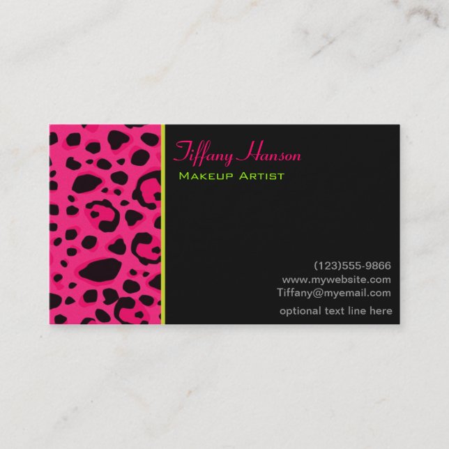 Neon Pink Leopard Cheetah Print Business Card Visitenkarte (Vorderseite)