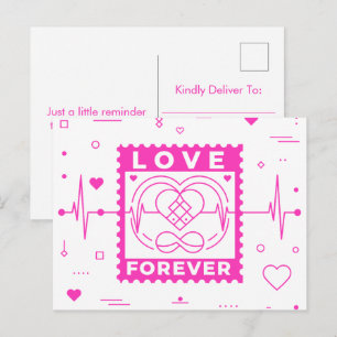 Neon-Pink-Liebe-auf-ewig-Valentinsmarke Feiertagspostkarte