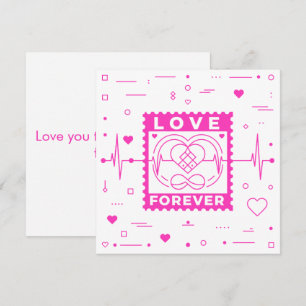Neon-Pink-Liebe-auf-ewig-Valentinstag-Stempel Feiertagskarte