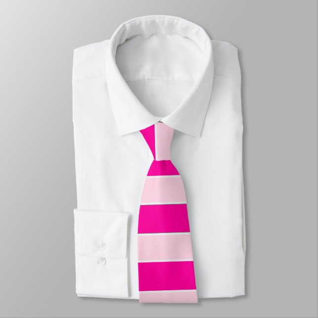 Neon Pink Light Pink Horizontale Streifen Krawatte (Gebunden)