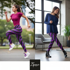 Neon Pink Lila Glitch Diagonale Streifen Leggings
