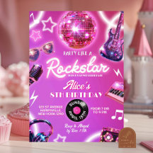 Neon Pink Lila Rockstar Teen Girl Geburtstagsparty