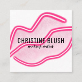 Neon Pink Lippen Makeup Artist Business Card Quadratische Visitenkarte