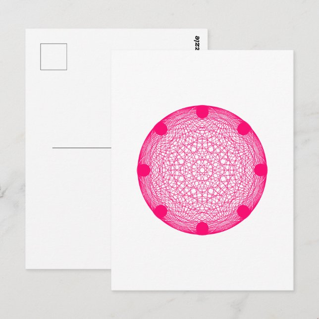 Neon Pink Mandala Moderne Postkarte - individuell  (Vorne/Hinten)