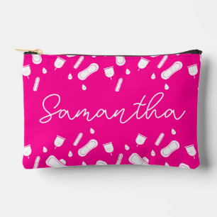 Neon Pink Menstrual Pad Muster Name Erster Zeitrau Zubehörtasche