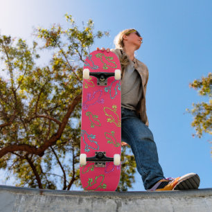 Neon Pink mit Neon Lizards D Brand Skateboard