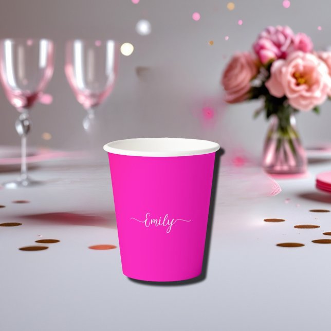Neon pink - Name hinzufügen Pappbecher (Von Creator hochgeladen)