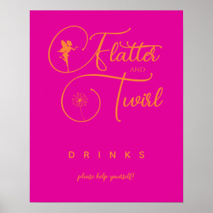 Neon Pink Orange Minimalistisch Fairy Drinks Poster