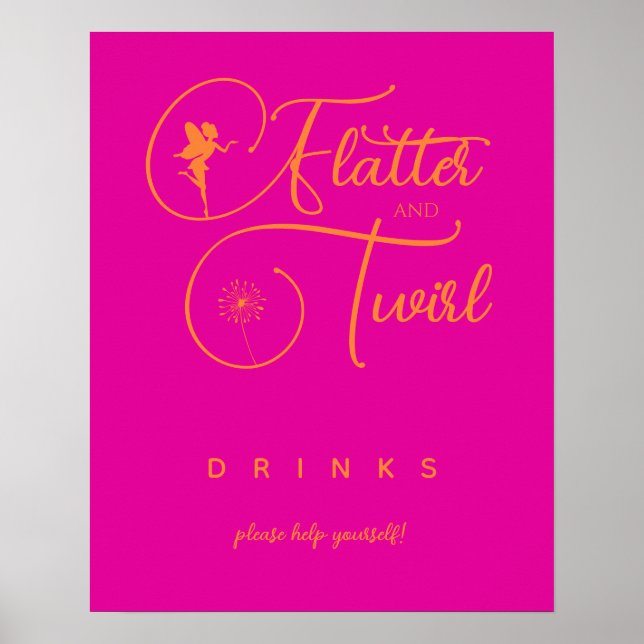 Neon Pink Orange Minimalistisch Fairy Drinks Poster (Vorne)