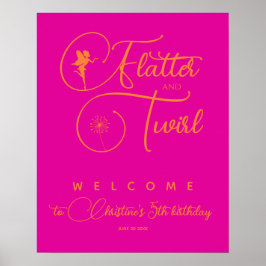 Neon Pink Orange Minimalistisch Fairy Welcome Post Poster