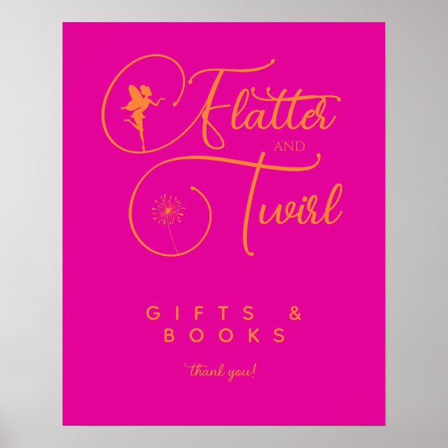 Neon Pink Orange Minimalistische Fairy Geschenke u Poster (Vorne)