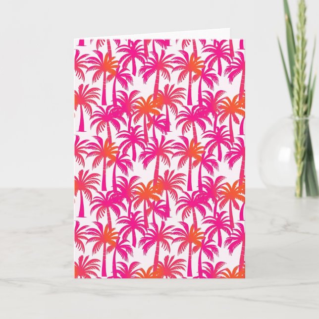 Neon Pink Orange Palm Tree Ibiza Dankeskarte (Vorderseite)